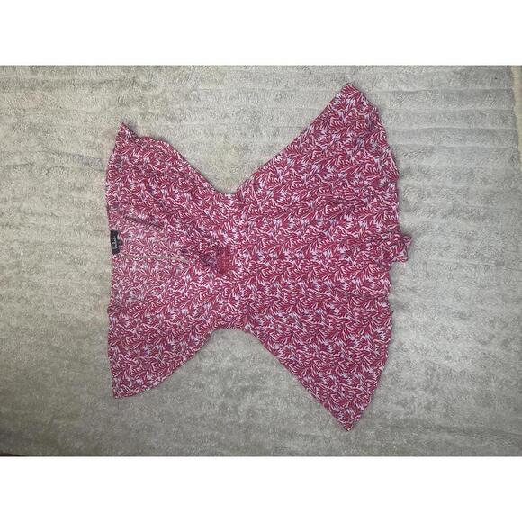 Lulus Dondi red/blue/white tomato girl tie-front short sleeve romper Size Small - Picture 2 of 10